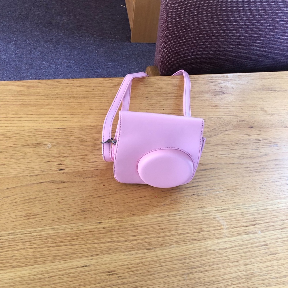 Pink Mini Polaroid case with Structured Design and Top Handle